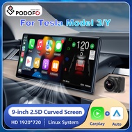 ซื้อ2839 .. Podofo 9 ”มุ่งหน้าไปรุ่น3 /Y Tesla HUD Display Carplay อัตโนมัติ WIFI บลูทูธปรับปรุงความ