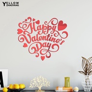 YEH-Valentines Day Wall Sticker Romantic Decorative Acrylic Happy Valentines Day Heart Mirror Decal