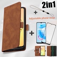 Luxury Leather Flip Case 2 IN 1 For Realme 10 10T 9i 5G with Ceramic Screen Protector and Adjustable