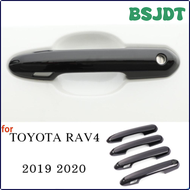 BSJDT Chrome Bright Black Car Door Handle Decoration Cover Trim Set for Toyota RAV4 R AV4 XA50 2019~2023 2020 Sticker Cap Accessories JEDDG