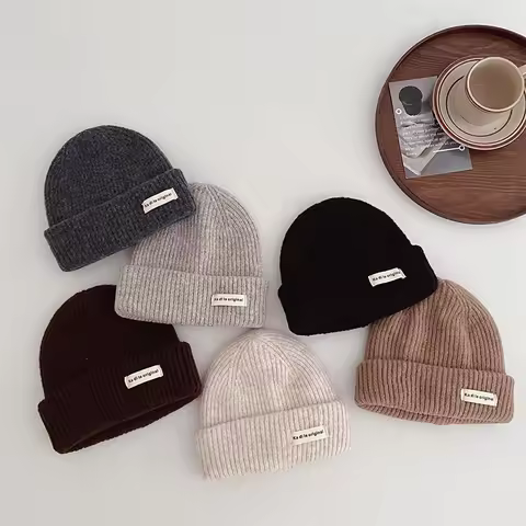 Ins Korean Children Knitted Beanies Kids Winter Warm Pullover Cap 2-5year Boy Girl Baby Woolen Hat F