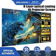 GOOJODOQ projector screen HD Foldable screen Gray glare curtain 16:9 80/100inch Portable Projection 