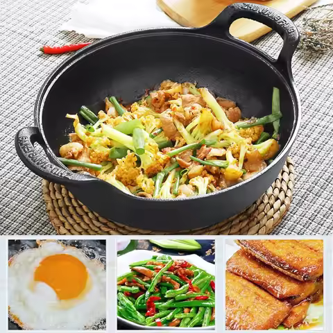 Cast Iron Pot Uncoated And Non Stick wok Casserole kitchen cooking pot cast iron skillet Cookware wo