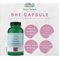GREEN TAMERA SHE CAPSULE, Kacip Fatimah 200mg, Mangakani 50mg, Improve Menstrual Flow, Reduce Vagina