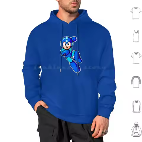 Mega Man Pixelart Hoodie Cotton Long Sleeve Megaman Pixelart Megaman 3 Rockman 3 Rockman Mega Man Ga
