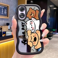 Casing For OPPO A78 Case Cesing Happy Puppy Pattern Silicone Wavy edge Mirror Casing Casing Softcase