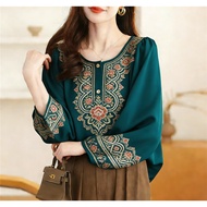 Muslimah Elegant Printed Blouse for Open House & Family Gatherings