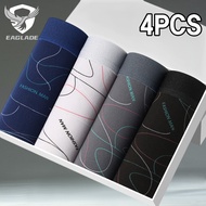 EAGLADE 4PCS Boxer Brief for Mens Underwear Man Stretchable Breathable 918 in Black H08