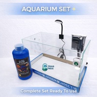 Aquarium Set 35cm CC Tank Anti Chlorine 1L Dengan Hanging Filter & RGB Light & Mini Brush M -Complet