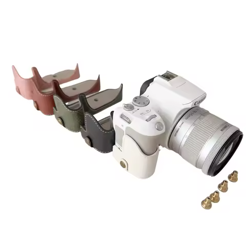 PU Leather Case Camera Bag Half Body Buffalo Pattern Base for Canon EOS 200D 200DII DSLR Camera Prot
