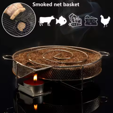 Cold Smoke Generator Charcoal Barbecue Round Meshes Apple Wood Chips Smoker BBQ Grill Accessories Fo