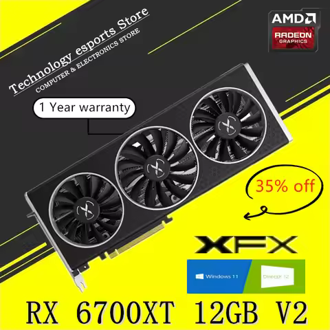XFX Original AMD Radeon RX6700XT 12G 7nm 192bit Double fan Graphics AMD Video Desktop PC Game Map Us