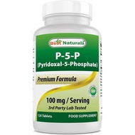 Best Naturals P5P Vitamin B6 (Pyridoxal 5 Phosphate) 100 mg/Satu Hidangan - 120 Tablet - Bentuk Akti