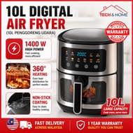 10L Air Fryer 1400W Oil Free Smokeless Mesin Goreng LED Screen Non-Stick Coating Penggoreng Udara wi