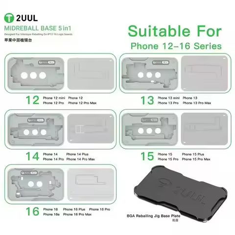 2UUL BH13 Midreball Base 5 IN 1 Designed For Interlayer Reballing On Phone 12-16 Series Logic Boards