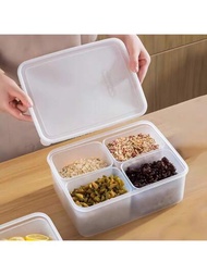 1入組4格食物儲存盒，加厚透明雙層保存盒，冰箱蔬菜水果保存盒，生薑蒜洋蔥食品儲存容器，冰箱儲物盒