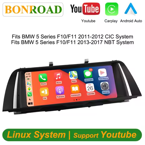 BONROAD 10.25 Inch Wireless Carplay Linux System Android Auto Multimedia Stereo Touch Screen Support