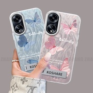 Case For OPPO A98 5G A97 5G Silicone TPU Feather Yarn Phone Case with Gradient Butterfly Pattern Com