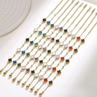 9MM titanium steel four-leaf clover bracelet, shell four-leaf clover versatile bracelet, fade-proof,