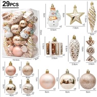 20/29Pcs Christmas Tree Christmas Balls Hanging Ornament Ornaments Set Snowflake Star Xmas Tree Hang