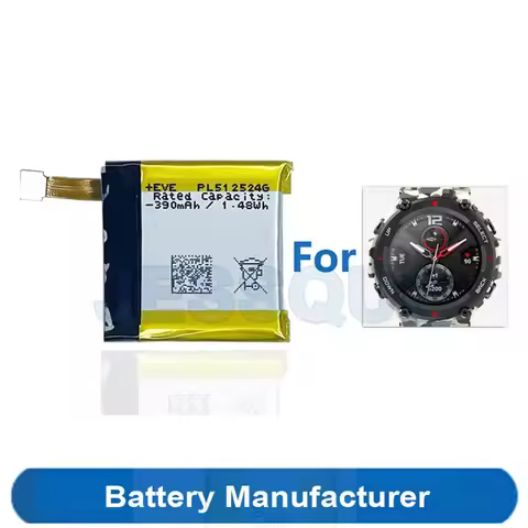 Original 390mAh PL512524G PL502524V Battery For Huami Amazfit Tyrannosaurus T-rex Pro Verge Lite A19