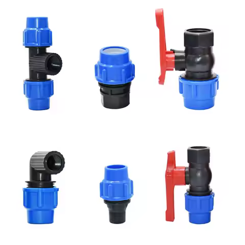 20/25/32/40/50mm PVC PE Tube Tap Water Splitter Elbow Tee Plastic Ball Valve Connector Garden Agricu