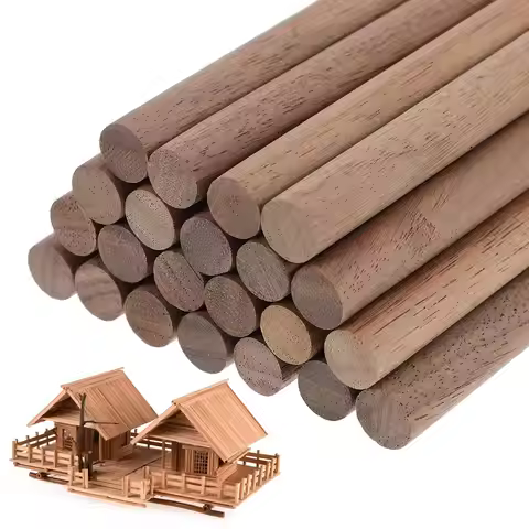 24 Pcs Black Walnut Wooden Dowels Sturdy Wood Sticks for Decorations Model Making Sewing Accessories