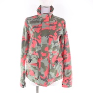 加拿大鵝(CANADA GOOSE) 2411LP Elmira 迷彩拉鍊夾克，卡其色和橙色，XS 碼，正品，女款，成色極佳。印花帶品牌標誌貼片。