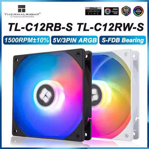 Thermalright TL-C12RB-S TL-C12RW-S Reverse Version Computer Case Fan 120mm ARGB PWM Silent Cooler Fa