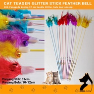 Cat Teaser Glitter Stick 57 cm Feather Bell - Cat Teaser Stick Feather Bell - Glitter Cat Stick
