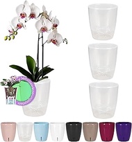 Santino Set of 4 Self-Watering Pots with Wick System and Water Level Indicator for Indoor Use, Orchi