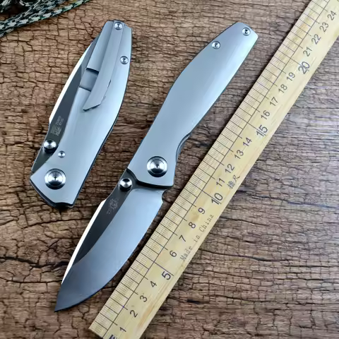 TWOSUN TS576 Folding Pocket Knife K110 Blade Ceramic Ball Bearing Washer TC4 Titanium Handle Outdoor