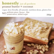 HONESTLY coconut butterpeanut, shaved coconut peanut butter, sweetened vegan keto diet