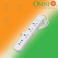 OMNI USB Extension Cord w/ USB Type C & USB A outlets, Travel Extension Cord, 1.83M Cord, Fast Charg