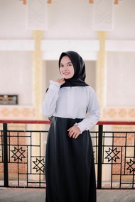 Gamis Hitam Putih  | Gamis Kantoran | Gamis Putih hitam | Gamis Kerja | baju kerja hitam putih