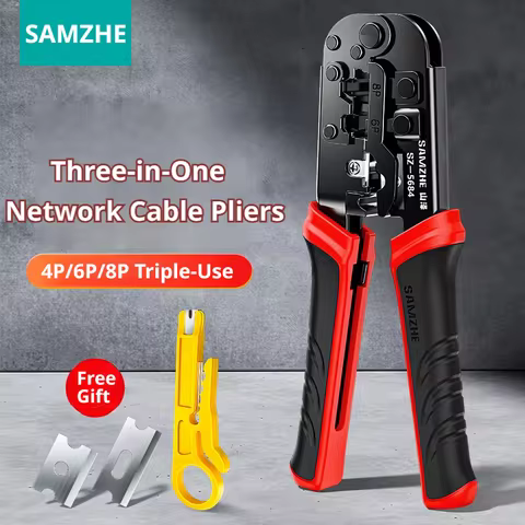 SAMZHE RJ45 Crimper RJ11 RJ45 Crimping Tool Ethernet Network LAN Cable Crimper Cutter Stripper Plier