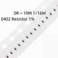 Resistor 100pcs SMD 1% 0402 0R ~ 10M 1/16W 0.1 1 10 22 100 150 220 330 Ohm 1K 2.2K 4.7K 10K 100