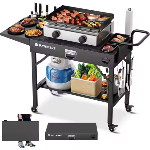 Portable Outdoor BBQ Grill Stand with Wheels, 440lbs Capacity, 31W x 17D