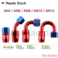 Fitting AN4 / AN6 /AN8 / AN10 / AN12 Earl's Swivel Seal Braided Hose Oil Hose Petrol Hose 90 45 180 