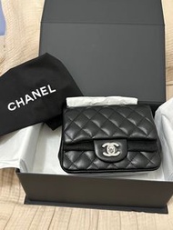 Chanel Classic Mini Square Flap Black Silver 放胖子 黑銀