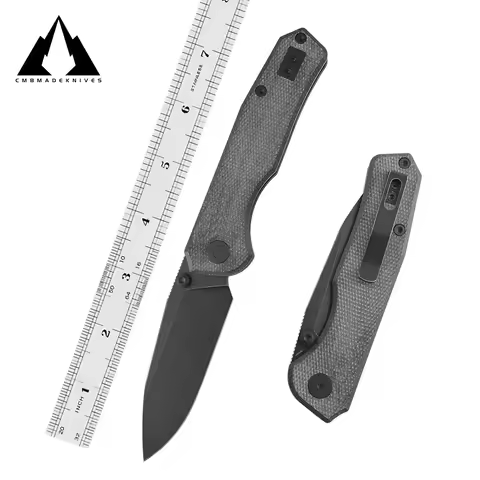 CMBMADEKNIVES Explorer Micarta Handle 14C28N Steel Blade Pocket Folding Tactical Survival Camping Ou