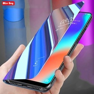 flip clear view oppo reno 6 / reno 6 5g casing cover lipat mirror