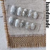 Press on nails handmade Silver Foil Strobe Hand-Weared nails Exquisite Metal Diamond Jewelry Fake na