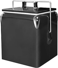 Kickleen Retro Ice Chest Cooler with Bottle Opener 13L (14Qt), Stainless Steel Vintage Style Ice Buc