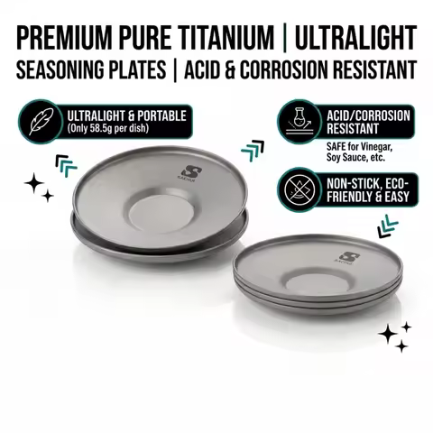 Pure Titanium Seasoning Plate Round Sauce Dish Acid Corrosion Resistant Mini Dipping Bowl for Soy Sa