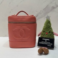 CHANEL 粉橘魚子醬手提化妝包