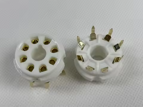 10PCS Gold Plated K8A PCB Mount 8 Pin Ceramic Tube Sockets For 6P3P 6SN7 6N8P 6N9P 5Z3P 5Z4P 6550 KT