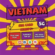 Vietnam eSIM Vinaphone 4G/5G High Speed Unlimited Data 3-10 Days Vietnam SIM Card for Hanoi Ho Chi M