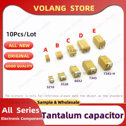 10PCS Tantalum Capacitor Type A B C D E Case 6V 10V 16V 25V 35V 50V 0.1UF 2.2UF 4.7UF 10UF 15U 22U 3