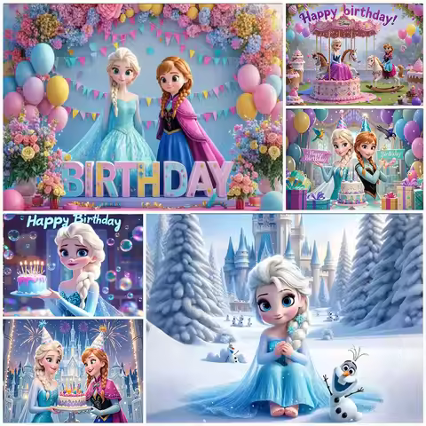 Disney Frozen Birthday Party Decorations Frozen Elsa And Anna Princess Backdrop Girl Gifts Baby Show